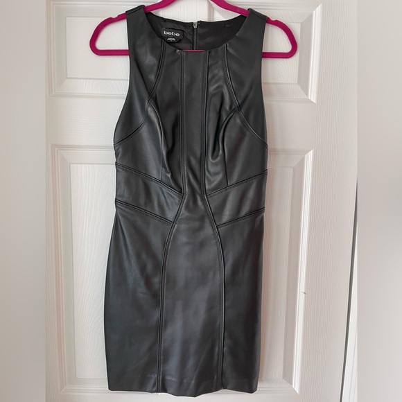 bebe Dresses & Skirts - Bebe Little Black Leather Dress - size 6